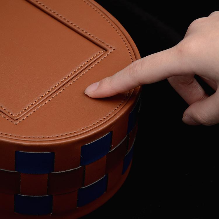 Checkered Leather Tissue Box