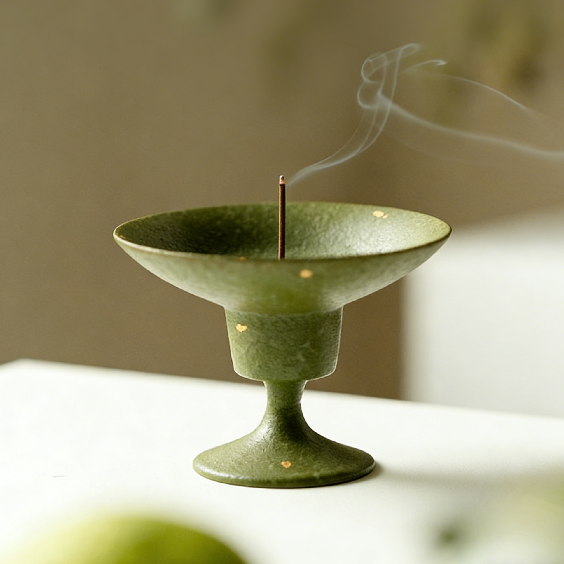 Incense Holder - Cyan Gold-Splashed High-Foot - TAOCASA