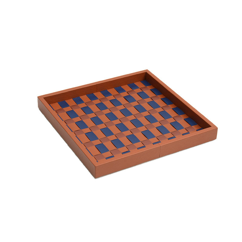 Checkered Leather Tissue Box