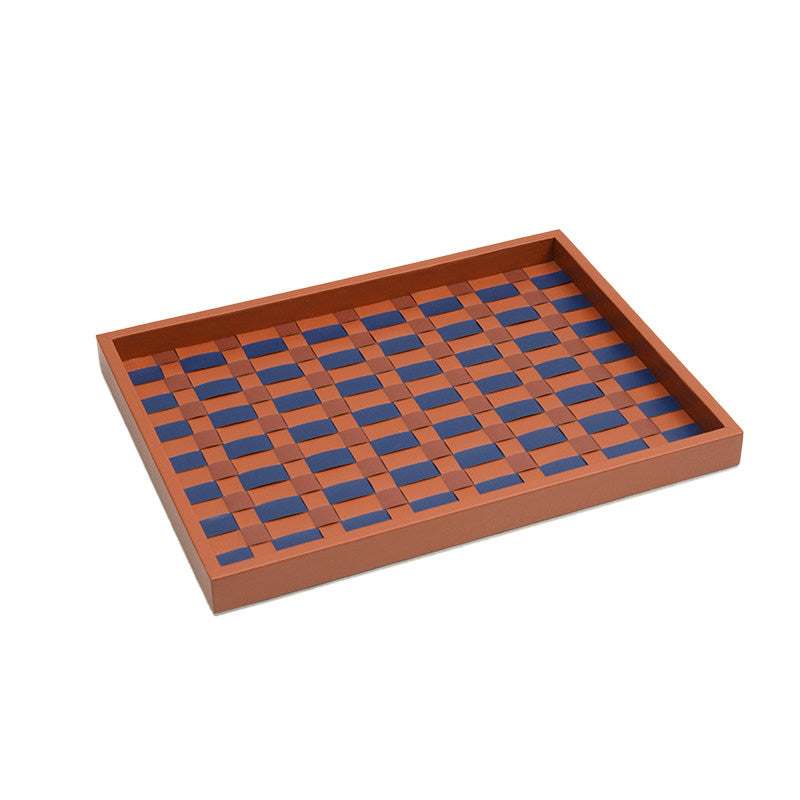 Checkered Leather Tissue Box