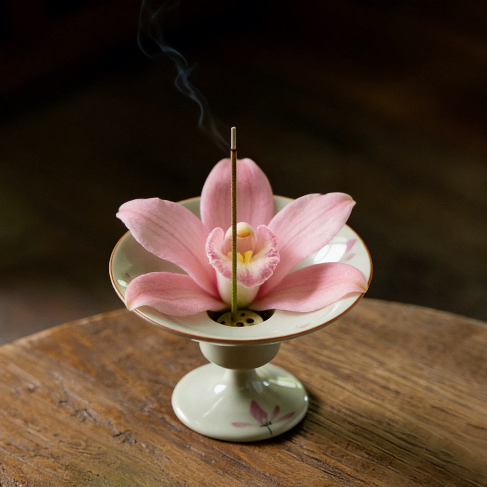 Incense Holder - Pink Orchid High-Foot - TAOCASA