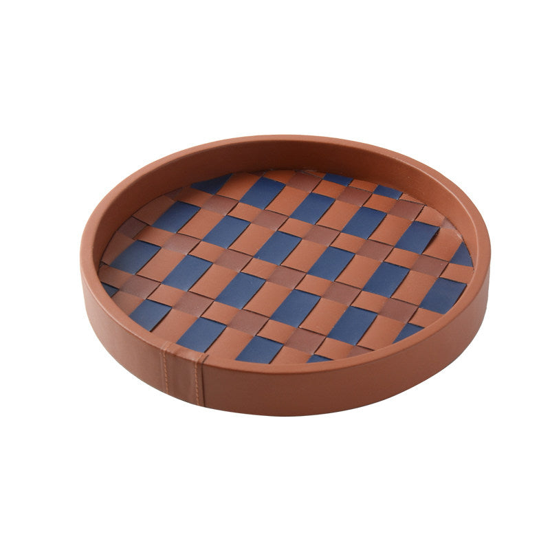 Checkered Leather Tissue Box